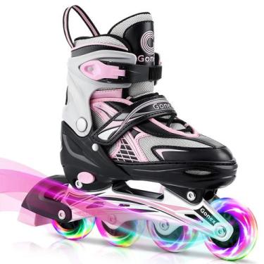 Imagem de Patins em linha Gonex para meninas, meninos e crianças com rodas ilumi