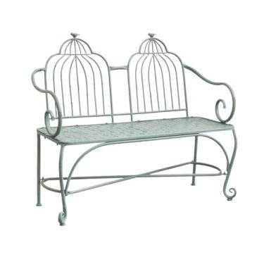 Imagem de Banco ao ar livre Banco de ferro rústico para jardim com braços e encosto, móveis para área externa de 2 lugares, bancos decorativos para varanda e pátio Banco de jardim