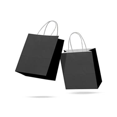 Imagem de Sacola de Papel Kraft Colorido Reforçada Alça Torcida P 18 x 22 x 9cm 100 unidades (Preta)