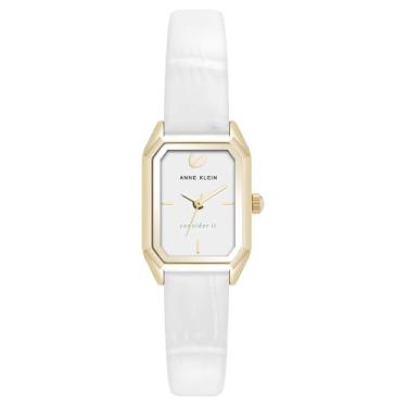 Imagem de Anne Klein Relógio feminino com pulseira de couro sustentável, AK/5148, Branco