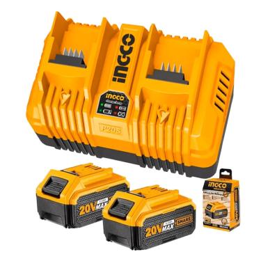 Imagem de Kit Baterias ingco 4.0Ah 20V + Carregador Duplo Íon-Lítio ingco