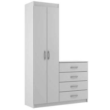Imagem de Cômoda Larissa 4 Gavetas 2 Portas Evidencia Cor - Branco