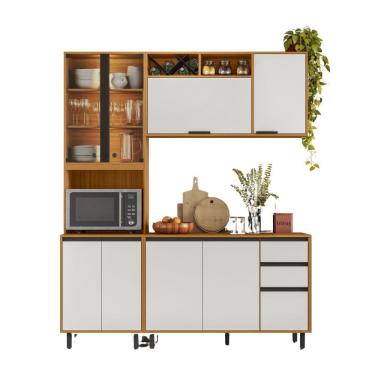 Imagem de Cozinha Modulada Ravena 3 Peças 9 Portas com Cristaleira Poliman Móveis