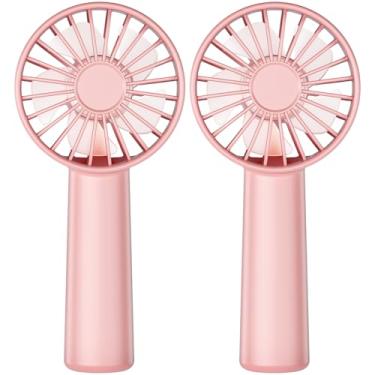 Imagem de KIDEE Mini ventilador portátil, pacote com 2 ventoinhas portáteis recarregáveis por USB com 3 velocidades, ventoinhas de mão pessoais alimentadas por bateria para viagens, pequenos ventiladores de