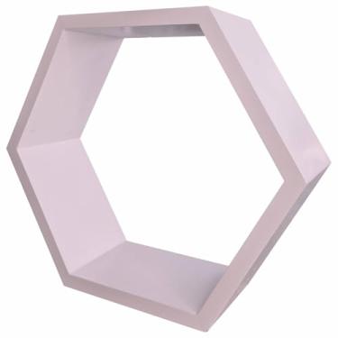 Imagem de Nicho Hexágonal Colméia Colorido em Mdf Laqueado para Parede - 21x24x12cm Cor:Rosa Chá;Tamanho:21X24X12 CM