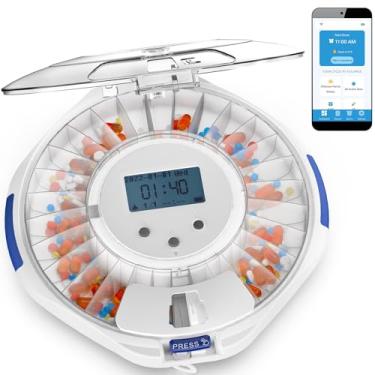 Imagem de Adamson TimelyMed Smart Dispensador de Comprimidos com Alarme + Monitoramento de Aplicativo WiFi + Novo Dispensador de Medicamentos 2024 + 28 Dias + Dispensador Automático de Comprimidos para Idosos