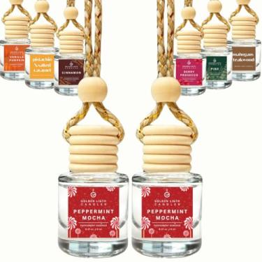 Imagem de Aromatizador de ar suspenso Peppermint Mocha para carro (pacote com 2) | Difusor de óleo de fragrância de carro fofo | Edição de Natal | Feito nos EUA | Compre mais de 2 e economize 33%