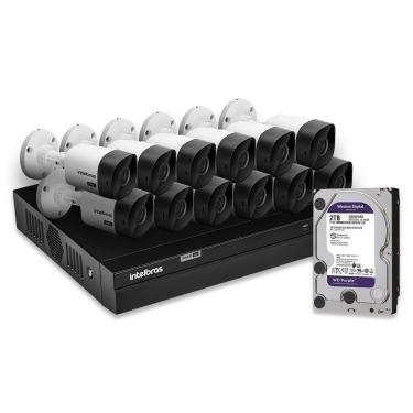 Imagem de Kit 12 Câmeras De Segurança Intelbras Full Hd 1080p Com Dvr Mhdx 1216 1080p Com Hd 2tb Purple
