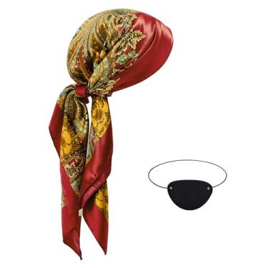 Imagem de Conjunto de acessórios de fantasia de pirata para mulheres, homens, cachecol de cabeça de pirata, chapéu, aplique de olho de pirata, faixa de cabeça para cosplay para festa à fantasia de Halloween