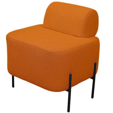 Imagem de Puff Estofado Virginia Decorativo Tecido Boucle Cor Terracota