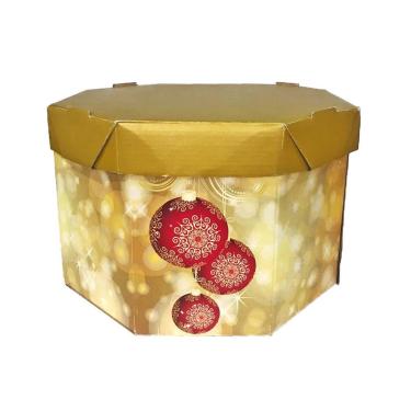Imagem de Caixa De Presente Oitavada Dourada - 28cm X 18cm