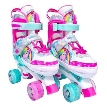 Imagem de Patins Unicórnio 4 Rodas Quad Lindo Tam 34 A 37 Ajustável