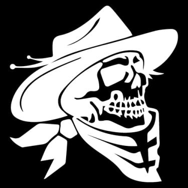 Imagem de Adesivo Caveira com Chapéu de Cowboy Sertanejo Rodeio para notebook carro capacete portas vidros Paredes vários tamanhos (BRANCO, 57x59,8cm)