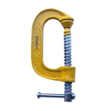 Imagem de Grampo Tipo C 4'' Amarelo para Carpintaria e Serralheria - DTOOLS