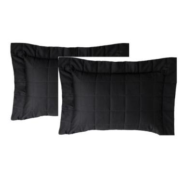 Imagem de Kit 2 Porta Travesseiros 50 x 70cm Square 300 Fios Kacyumara, Preto