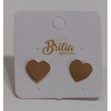 Imagem de Brinco Coração Chapinha Lisa (BR 1069) - Brilia Semijoias