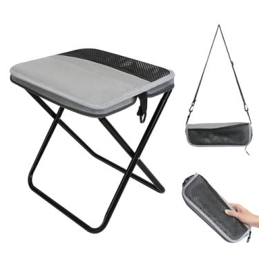 Imagem de SZRUNZHU Banqueta de acampamento, bolsa de ombro dobrável, portátil, cadeiras dobráveis para adultos, para pesca, caminhadas ao ar livre, 136 kg de carga