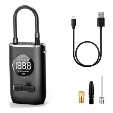 Imagem de Calibrador Compressor Bomba De Ar Portátil Digital com Lanterna LED para Encher Pneus de Carro, Moto, Bike, Bicicleta, Bola e Piscina Inflável