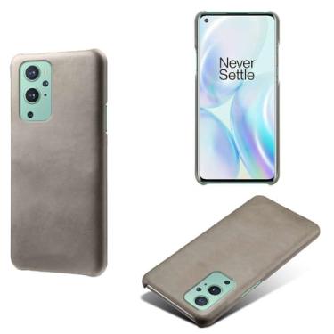 Imagem de Capa para Oneplus 9,Proteção contra quedas,Casca de volta de cor sólida simples,Design de couro de imitação de plástico-Gray