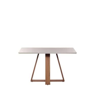 Imagem de Mesa de Jantar Retangular c/ Vidro para 4 Lugares Avena 135 cm - Canella c/ Off White Fosco