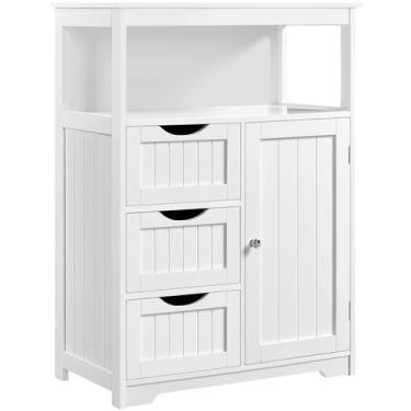 Imagem de Armário de armazenamento de banheiro Yaheetech Freestanding White
