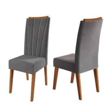 Imagem de Conjunto com 2 Cadeiras Estofadas Veludo Sala de Jantar Sofia Viero - 