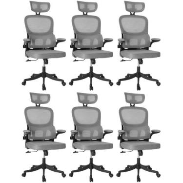Imagem de Kit 6 Cadeiras de Escritório Executiva Viena com Regulagem de Altura -