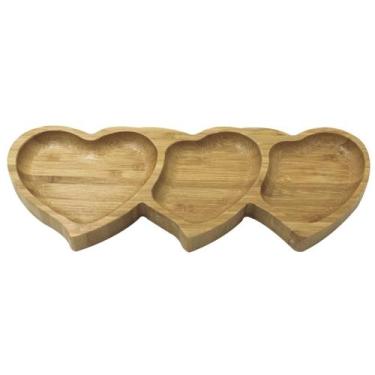 Imagem de Petisqueira em Bambu Formato Coração 3 Divisórias - Dynasty