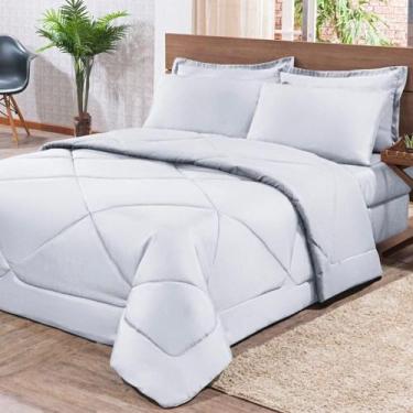 Imagem de Kit Edredom + Jogo De Lençol Aconchego Look House Dupla Face Casal Kin