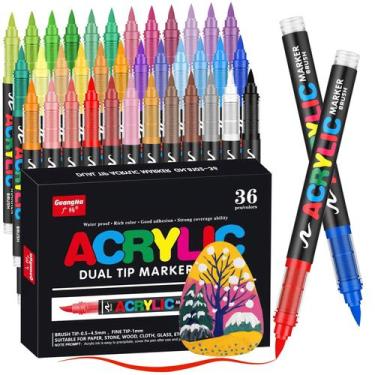 Imagem de Marcadores de tinta acrílica JRQ 36 cores impermeáveis para artesanato