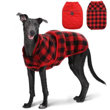 Imagem de Casaco de inverno para cães PAWZ Road reversível vermelho xadrez L par