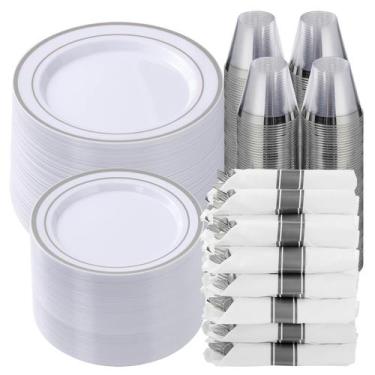 Imagem de Conjunto de louças Goodluck Silver Plastic 700 peças por 100