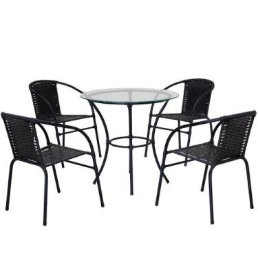 Imagem de Conjunto De Mesa Com Tampo 4 Cadeiras Happy Hour Varanda área Sacada E