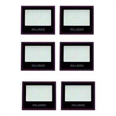 Imagem de Kit 6 Refletor Holofote De Led 100w Branco Frio 6500k Preto 110/220v -