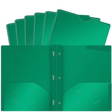 Imagem de Pastas de arquivo de plástico pastel com bolsos e pinos, pacote com 7, tamanho carta A4, pastas de escritório resistentes à prova d'água com capa frontal transparente para escola, casa e escritório