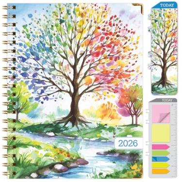 Imagem de Agenda Hardcover 2026, 21,6 cm x 28 cm: 14 meses (novembro de 2025 a dezembro de 2026), agenda mensal diária, agenda anual, marcador de livro, pasta de bolso e conjunto de notas adesivas (temporadas