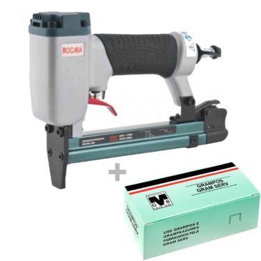 Imagem de Kit Grampeador Profissional Pneumático 80W + Grampo 80/14mm Rocama