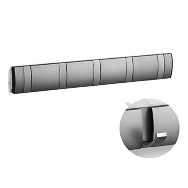 Imagem de Cabide montado na parede ganchos de parede cabide de toalha dobrável instalação sem unhas ganchos de parede cabide de parede suporte de roupas casacos para parede banheiro cabideiro montado na parede