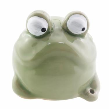 Imagem de MDXing Queimador de incenso de sapo peculiar de cerâmica para casa, mini incenso com soquete, peça decorativa de animais para quartos, salas de estudo, escritórios, estúdios de ioga, salas de