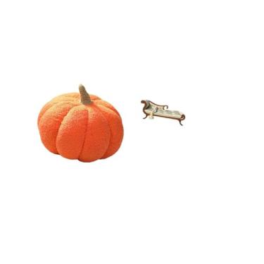 Imagem de Fenteer Almofada de Pelúcia de Abóbora de Halloween para Sofá, Cadeira de Madeira em Miniatura, Almofada Decorativa para Quarto, Sala de Bonecas, Móveis