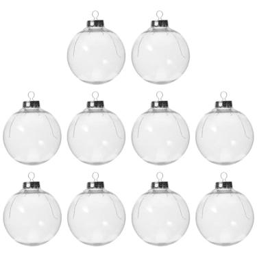 Imagem de Gatuida 10 bolas de enfeite de Natal transparentes, decorações de plástico para pendurar de 10 cm, decoração de árvore de Natal DIY transparente para suprimentos de festas de fim de ano