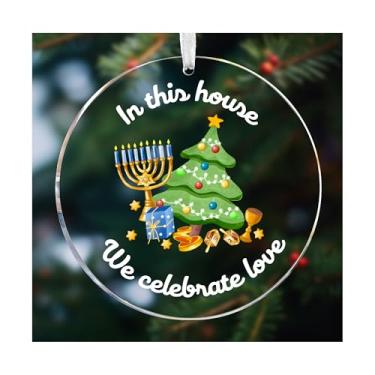 Imagem de Presentes de Hanukkah para homens e mulheres, ornamento de acrílico colorido da estrela de Davi com efeito de vitral, presentes judaicos para mãe irmã amigas, decorações de Chanukkah (árvore de
