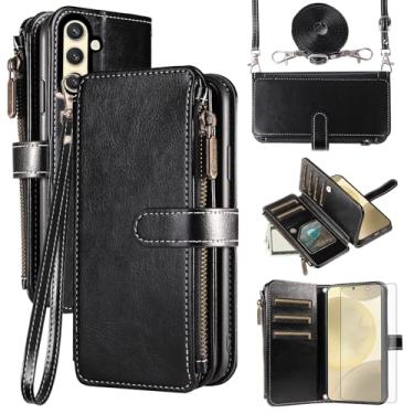 Imagem de Asuwish Capa de celular para Samsung Galaxy S24/S25 5G com protetor de tela de vidro temperado e cordão com zíper, porta-cartões, suporte, suporte, acessórios para celular S 24 24S 25 25S G5 SM-S931U