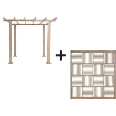 Imagem de KIT Pergolado de madeira Pinus tratado 2,90x2,90 metros + Brise latera