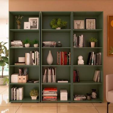 Imagem de Kit 3 Estantes para Livros com 5 Prateleiras 180cmx60cm - Espresso Móv