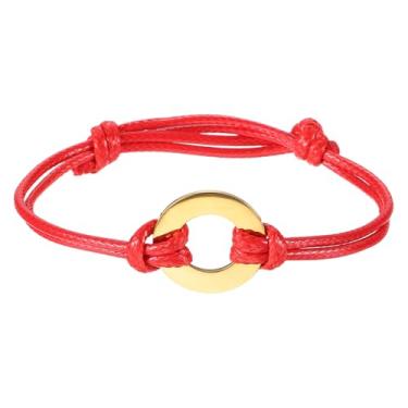 Imagem de PATIKIL Pulseira de estampagem de arruela 21 mm/0,83", pacote com 5 pulseiras de arruela de aço inoxidável em branco com nó deslizante ajustável para fazer você mesmo, acessórios artesanais, vermelho