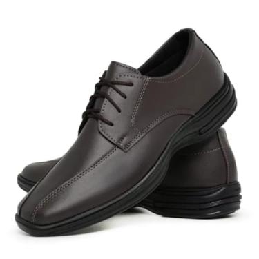 Imagem de Sapato Social Masculino com Cadarço Couro Sintético Premium Estilo Casual e Clássico Solado em Borracha antiderrapante Confortável e Elegante para Uso Diário Trabalho (Café, BR, Adulto, Numérico, 44)