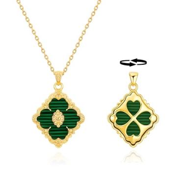 Imagem de MOLAYES Colar de trevo de ouro para mulheres delicado banhado a ouro 14K CZ colar com pingente de corrente ajustável gargantilha pingente de trevo colorido colares da sorte para mulheres joias, 18
