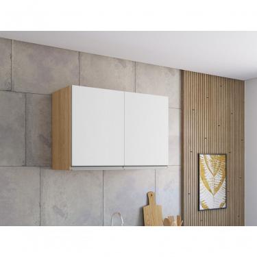Imagem de Armário Suspenso Aéreo Cozinha Andreia 80cm - Amêndoa/branco
