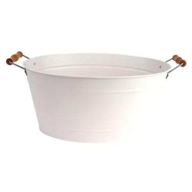 Imagem de Balde Organizador Farmhouse Aço Galvanizado Branco 38,5cm - ACASA